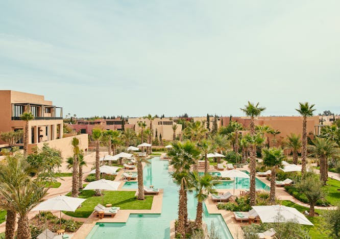 building hotel resort summer villa pool swimming pool chair tree palm tree