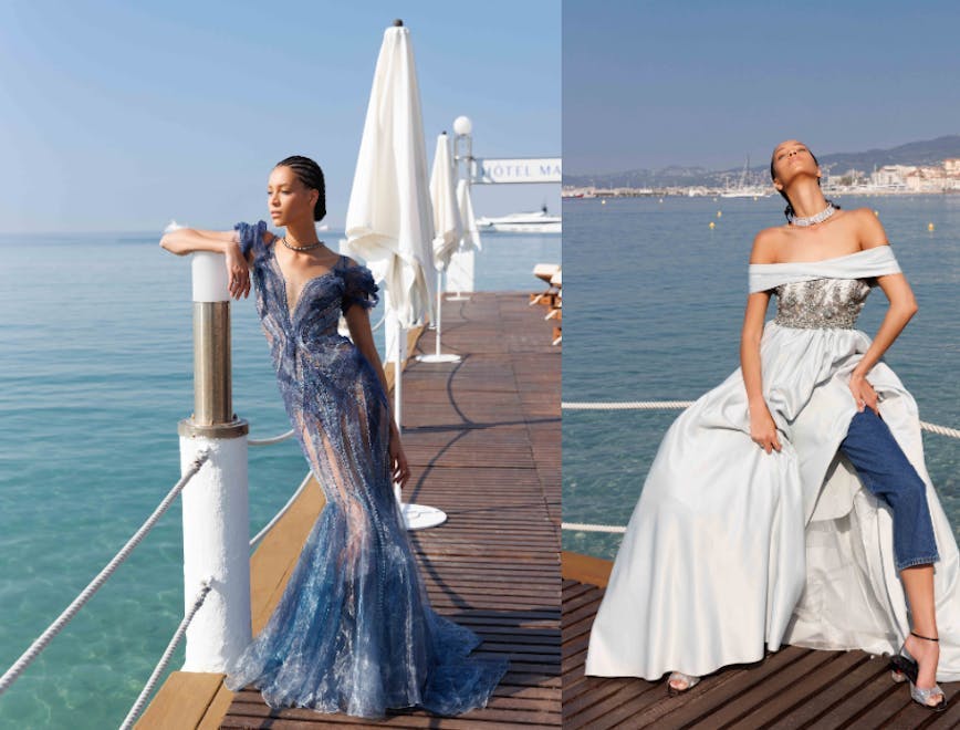 dress waterfront formal wear yacht fashion gown wedding gown evening dress person beachwear
